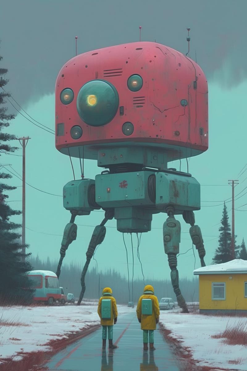 00364-3680808269-_lora_Simon Stalenhag_1_Simon Stalenhag - art style inspired by Simon Stålenhag combines realistic landscapes, retro-futuristic.png